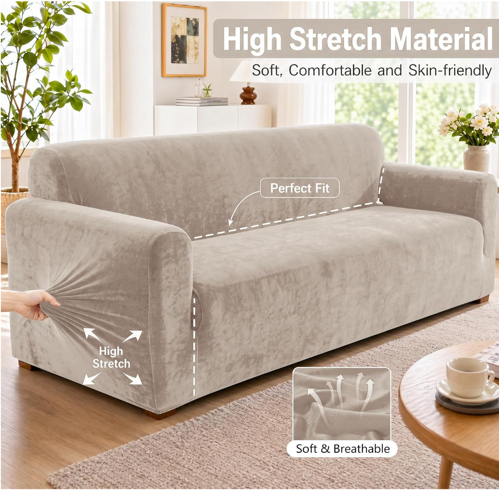 Velvet Sofa Cover – Three Seat, Full Wrap
