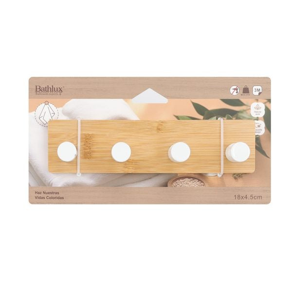 Bamboo Concave Four Hook – White