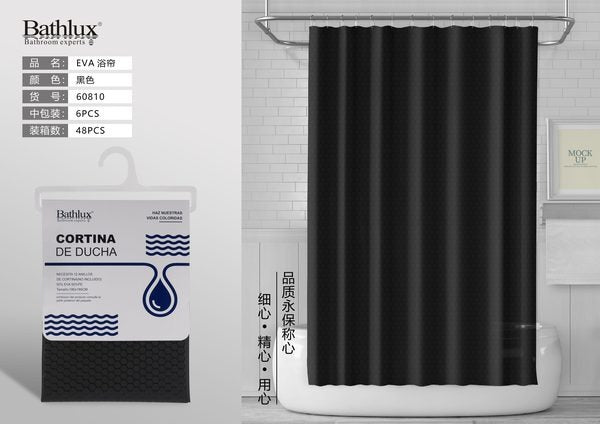Black Honeycomb EVA Shower Curtain 180180