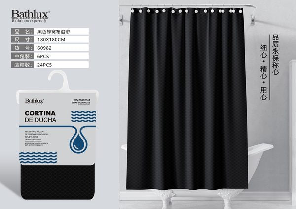 Black Honeycomb Fabric Shower Curtain 180180CM