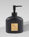 Black Sand Dot Vertical Line Bamboo Lotion Bottle