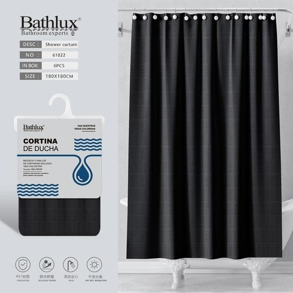 Black Three Vertical and Horizontal Dot Fabric Shower C…