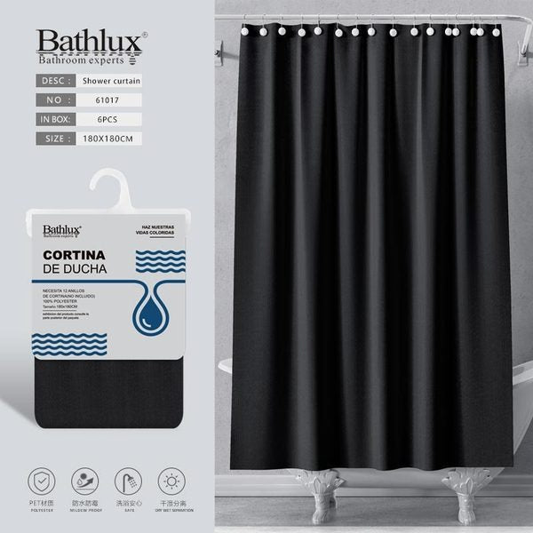 Black Vertical Stripe Linen Shower Curtain 180180