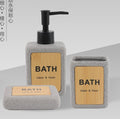 Ceramic 3-piece Set + Bamboo Wood Gray Sand Dots