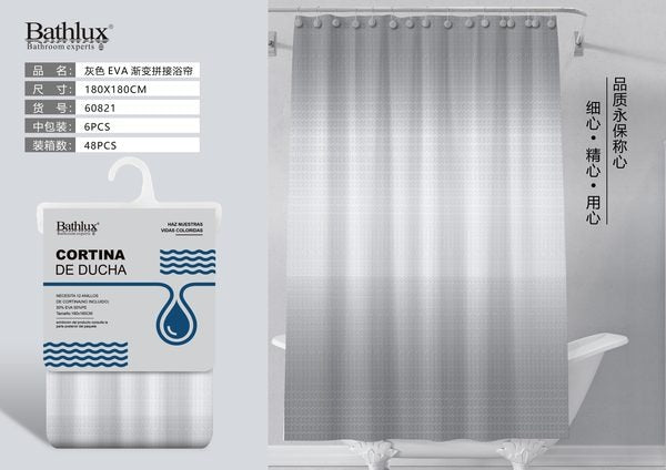 Gray EVA Gradient Patchwork Shower Curtain 180180
