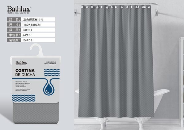 Gray Honeycomb Fabric Shower Curtain 180180CM