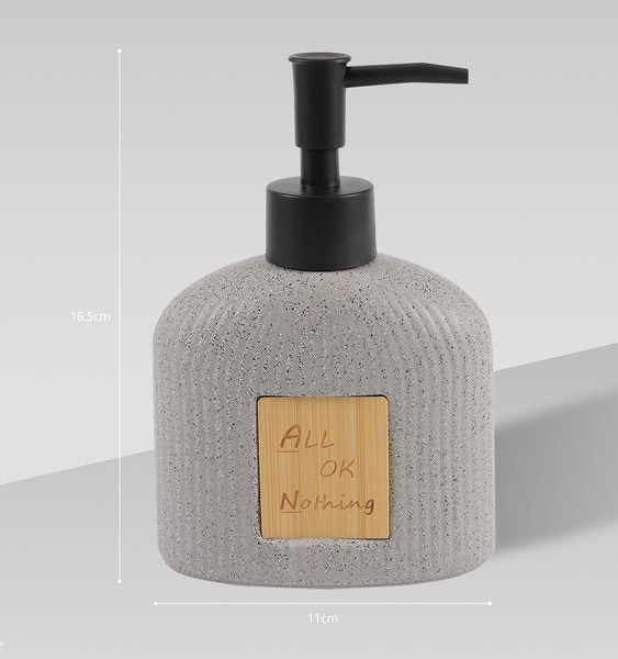 Gray Sand Dot Vertical Line Bamboo Lotion Bottle