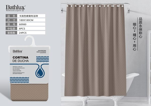 Khaki Honeycomb Fabric Shower Curtain 180180CM