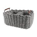 Leather Handle Thick Thread Twin Storage Basket – Gray…