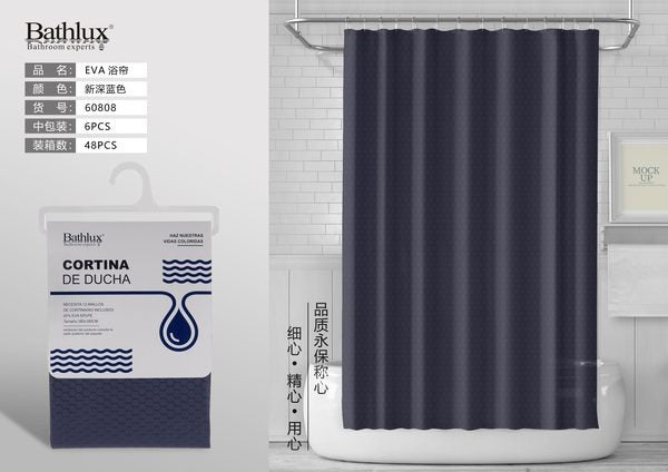 New Dark Blue Honeycomb EVA Shower Curtain 180180