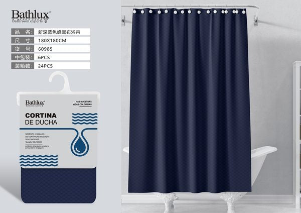 New Dark Blue Honeycomb Fabric Shower Curtain 180180CM