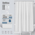 White Vertical Stripe Linen Shower Curtain 180180