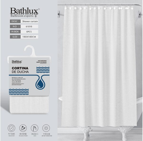 White Vertical Stripe Linen Shower Curtain 180180